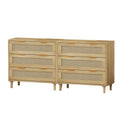 3 Drawers Rattan Storage Cabinet Rattan Drawer Set Of 2 ,For Bedroom,Living Room,Dining Room,Hallways,Oak Oak Primary Living Space Mdf