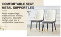 Table And Chair Set.Modern Rectangular Dining Table With Black Textured Stickers Glass Tabletop And Gold Plated Metal Legs.Paried With 4 Comfortable Chairs With Pu Seats And Black Metal Legs. Black Gold,White,White Gray Seats 4 Glass Metal