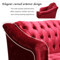 Comfy 3 Seat Sofa With Wooden Legs, Pu, For Living Room And Study Wine Red Velvet 3 Seat