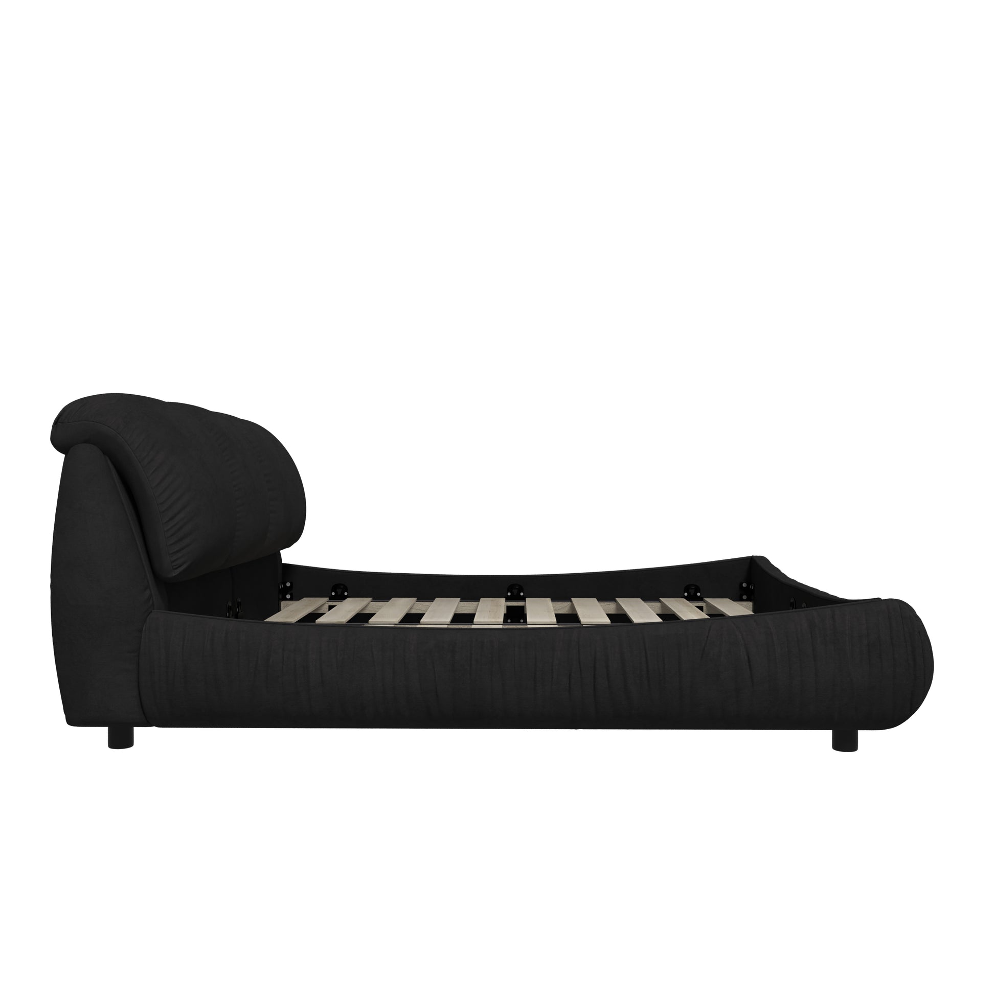 King Size Luxury Upholstered Platform Bed With Oversized Padded Backrest And Solid Wood Frame,Suitable For Multiple Heights Of Mattresses,Black Old Sku:W1885S00017 Box Spring Not Required King Black Wood Pine Solid Wood