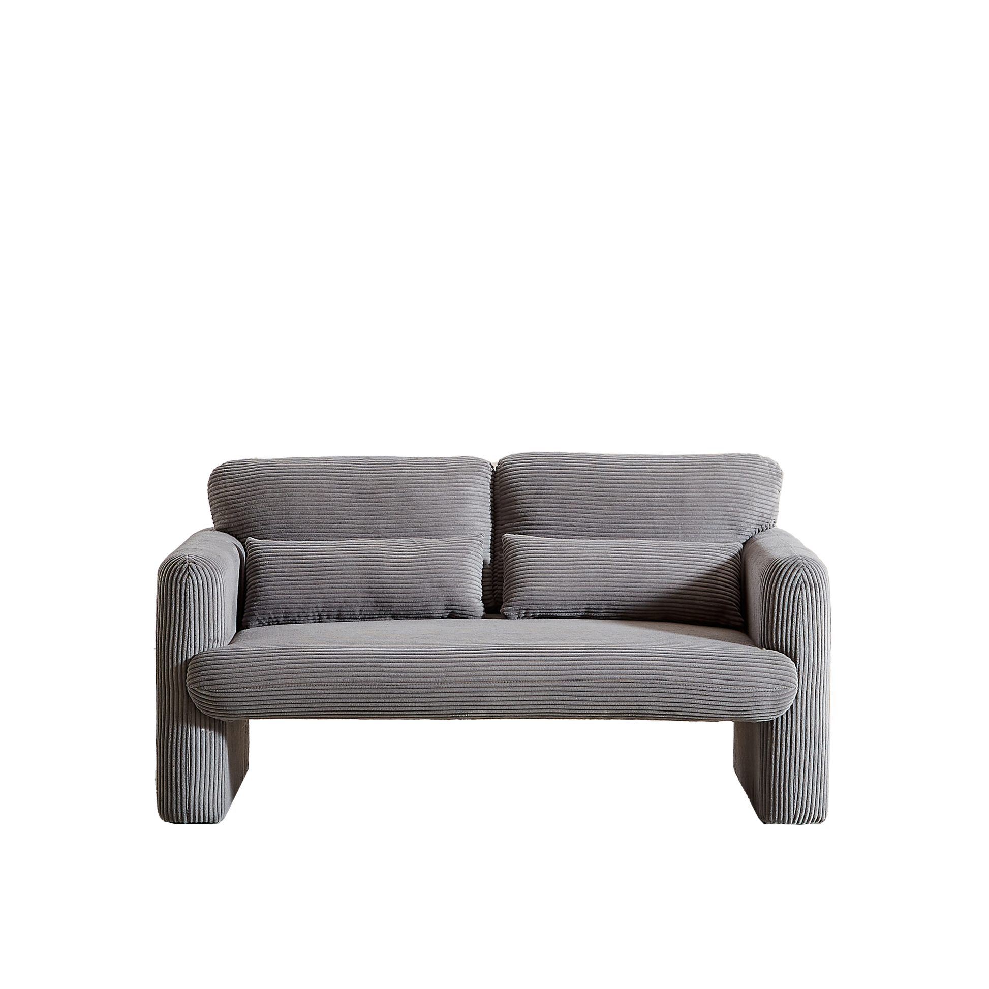 Two 60"Corduroy Fabric Sofa With 33" Single Sofa, Modern Sofa With Support Pillow, For Apartment, Office, Living Room & Bedroom Grey Corduroy 5 Seat