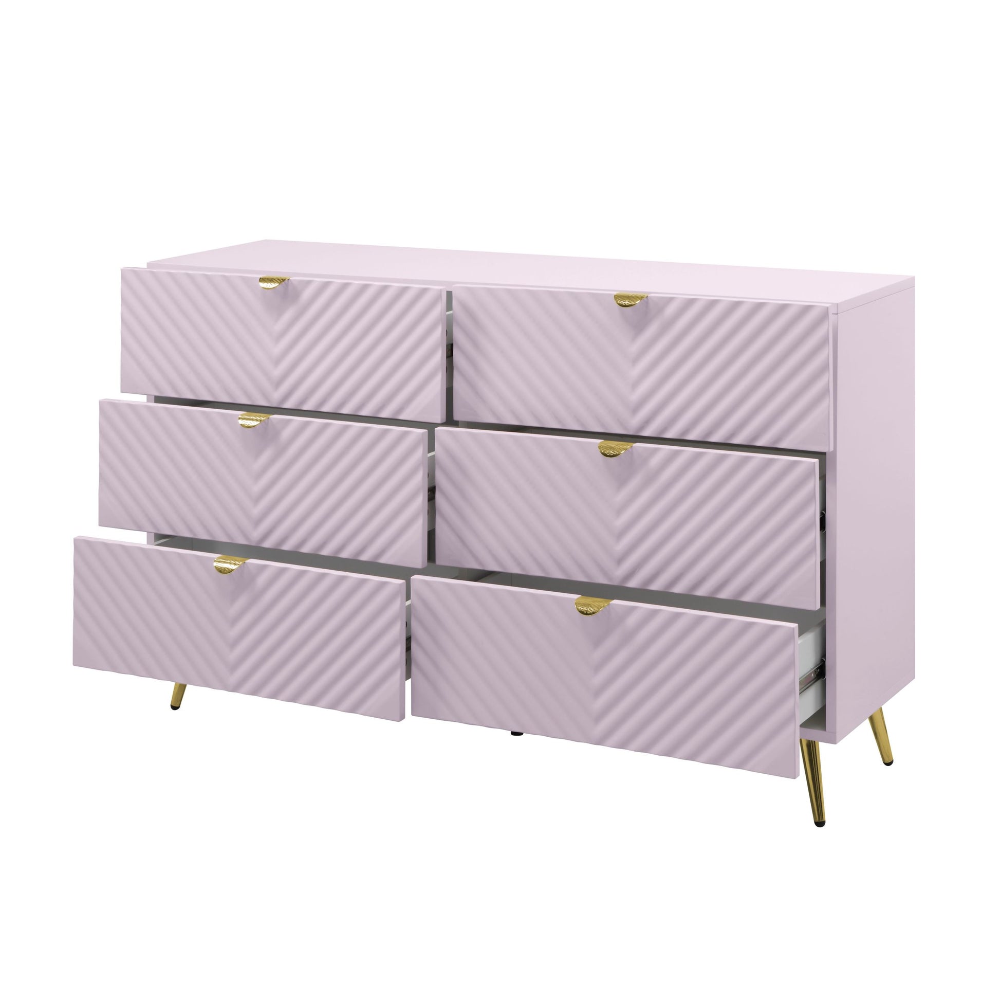 Gaines Dresser, Pink High Gloss Finish Bd02665 Not Include Mirror Pink Mdf Metal