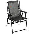 Outsunny Patio Folding Chair, Outdoor Bungee Sling Chair W Armrests, Portable Lawn Chair For Camping, Garden, Pool, Beach, Backyard, Gray Gray Steel