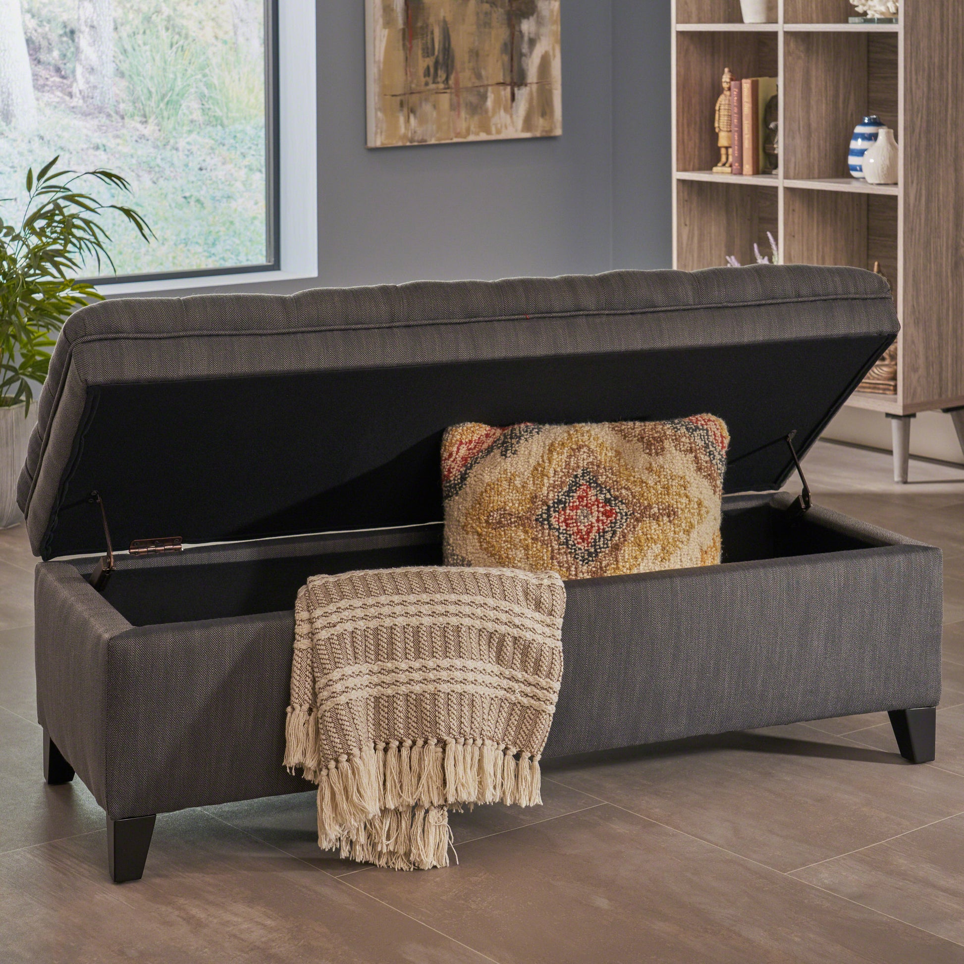 Juliana Storage Ottoman Gray Fabric