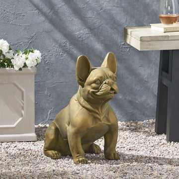 Dog Garden Sculpture Gold Glass