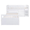 L Shaped Space Saving Twin Loft And Twin Platform Bed With 7 Drawers And Full Guardrails White Twin White Solid Wood