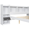 Queen Size Wood Platform Bed With Multi Storage Headboard And A Drawer, White Box Spring Not Required Queen White Wood Bedroom Bed Frame Solid Wood Mdf