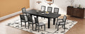 Rustic Extendable 84Inch Dining Table Set With 24Inch Removable Leaf6 Upholstered Armless Dining Chairs And 2 Padded Arm Chairs, 9 Pieces, Black Wood Dining Room Extendable Rubberwood Rectangular Dining Table With Chair Upholstered Chair Wood Black Gray