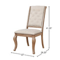 Set Of 2 Cream Fabric Upholstered Dining Chairs, Barley Brown Solid Cream Brown Dining Room Rectangular Dining Chairs Tufted Back Set Of 2 Fabric,Mdf