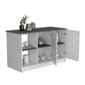 Juniper Kitchen Island With Large Top Surface, Double Door Cabinet, And Open Shelves Multi Particle Board