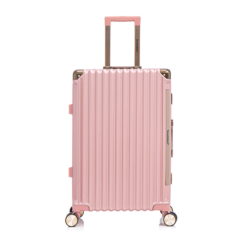 Luggage Sets Expandable Aluminum 20 24 28 Inch Three Model Set, Stylish Suitcase With Aluminum Frame Password Lock, Suitable For Travel Suitcases And Suitcases Pink Contemporary Aluminum