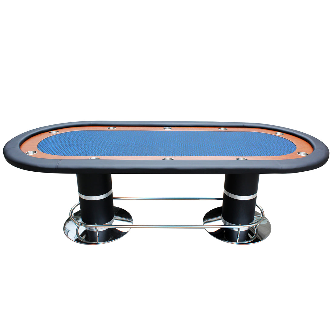 96" 10 Poker Table For 10 Players Casino Games With Speed Cloth Felt Pedestal Base Cup Holders Blue Blue Primary Living Space Modern Wood Stainless Steel