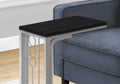 Accent Table, C Shaped, End, Side, Snack, Living Room, Bedroom, Black Laminate, Grey Metal, Transitional Black Mdf