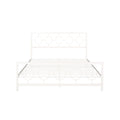 King Size Classical Metal Bed Frame With Circular Design Headboard And Footboard, Under Bed Space, White King White Iron