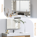 Hollywood Vanity Mirror With Speaker And Lights: 18 Bulbs, 3 Light Colors, Adjustable Brightness, Usb Charging Port Tabletop Or Wall Mountable Beauty Mirror For Bedroom White Mirror