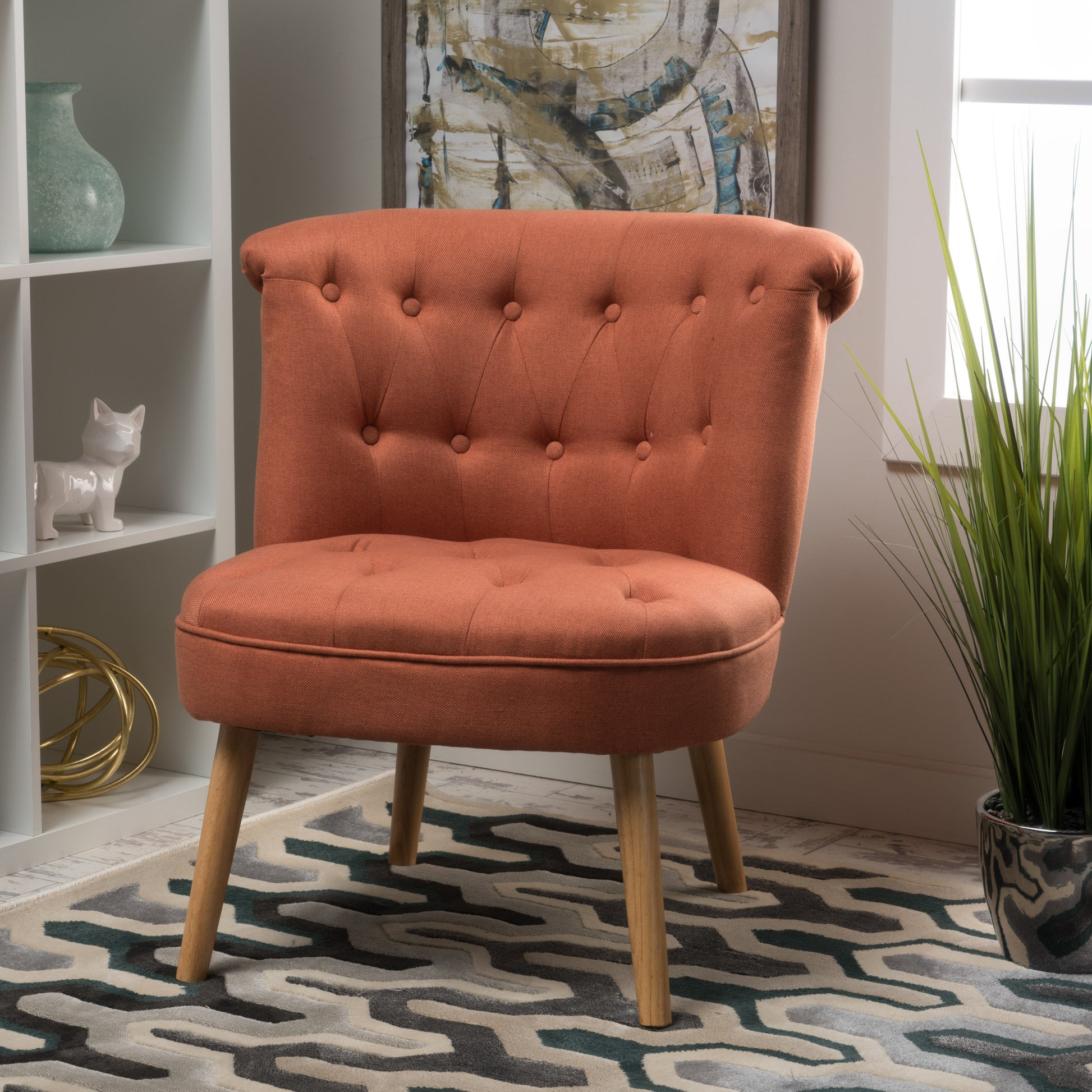 Bordeaux Tuft Chair Orange Fabric