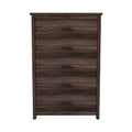 Retro American Country Style Wooden Dresser With 5 Drawer, Storage Cabinet For Bedroom, Dark Walnut Walnut Particle Board Mdf