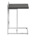 Accent Table, C Shaped, End, Side, Snack, Living Room, Bedroom, Grey Laminate, Chrome Metal, Contemporary, Modern Grey Particle Board