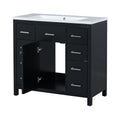 36 Inch Modern Bathroom Vanity Cabinet With Multifunctional Storage Space 5 Drawers And 1 Door Black Bathroom Solid Wood Mdf Resin