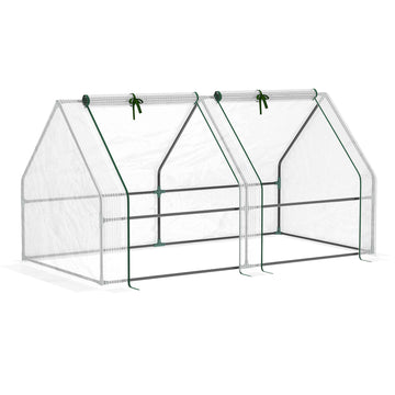 Outsunny 6' X 3' X 3' Portable Mini Greenhouse Outdoor Garden With Large Zipper Doors And Water Uv Pe Cover, White White Plastic