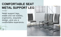 Table And Chair Set. Large Modern Rectangular Table With Glass Top And Silver Metal Legs. Furnished With Soft And Comfortable Pu Chairs With Faux Leather Upholstered Seats And Silver Metal Legs. Gray Silver Seats 6 Glass Metal