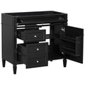 36'' Bathroom Vanity Without Top Sink, Modern Bathroom Storage Cabinet With 2 Drawers And A Tip Out Drawer, Solid Wood Frame Not Include Basin Sink Black Solid Wood Mdf