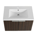30 Inch Bathroom Vanity With Resin Sink,Soft Close Doors,Float Mounting Design Silver Brown Stripe Bathroom Modern Plywood Plywood