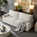 Corduroy Sofa, 87.4 Inch Modern Design Sofa With Cup Holder And Storage Bags, Deep Seat Sofa Couch,Comfy Couch For Living Room,Apartment,Beige Beige Corduroy 3 Seat