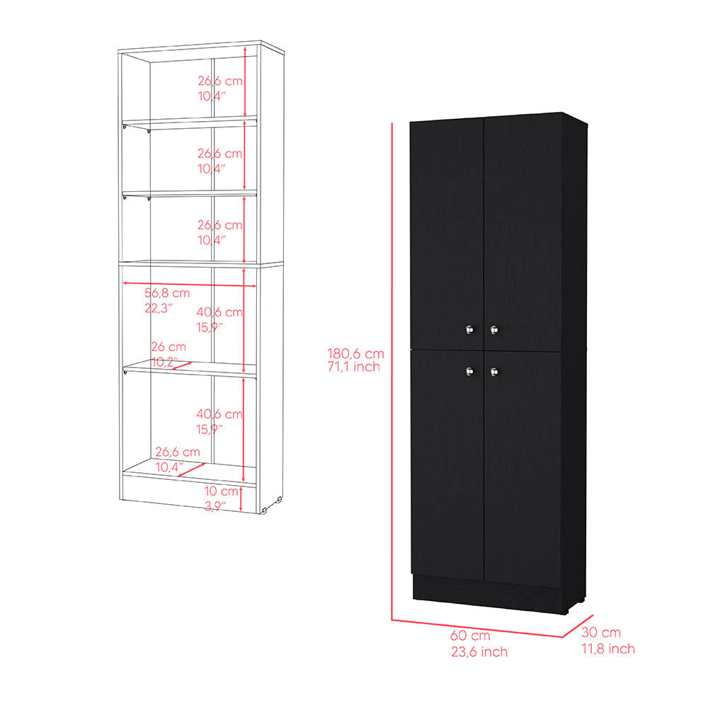 Pantry Cabinet Coahoma, Kitchen, Black Black Particle Board Engineered Wood