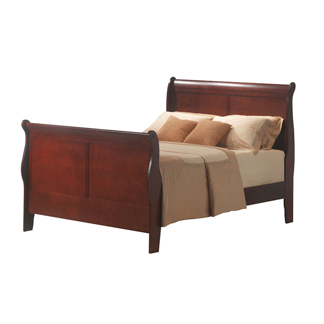 Cherry Queen Bed Box Spring Required Queen Cherry Wood Brown Bedroom Wood