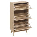 3 Door Shoe Rack, Freestanding Modern Shoe Storage Cabinet, For Entryway Natural Mdf