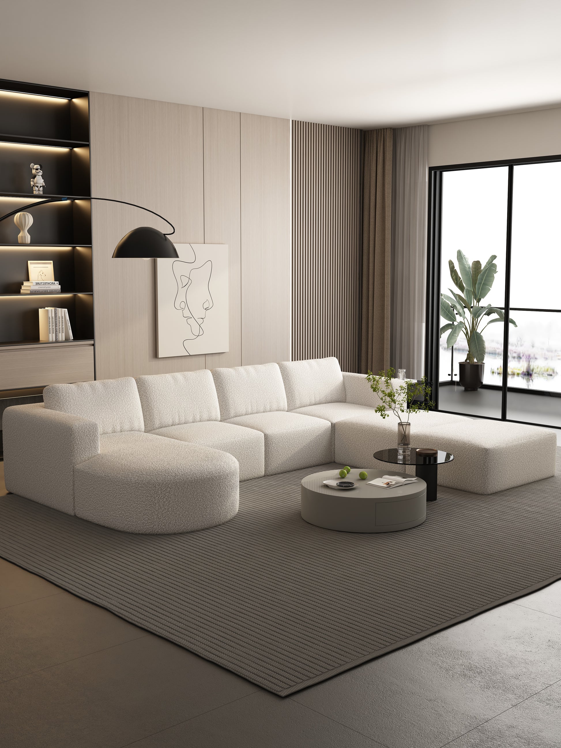 104.32*70.86 Modular Sectional Sofa Sleeper Couch, Sectional Sofa With Chaise And Ottoman, Convertible U Shaped Modular Sofa Set For Living Room, Bedroom. Memory Foam, White. Combo A B C D White Primary Living Space Soft Minimalist,Modern Memory Foam