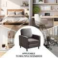 Mid Century Accent Chair ,Modern Linen Fabric Armchair For Living Room,Double Side Pockets, Comfortable And Padded Reading Feature Sofa Chair, Suitable For Bedrooms, Living Rooms, And Offices Dark Grey Linen