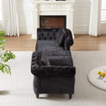 81 Inch Chenille Face To Face Chaise Lounge With Two Pillows,Nailhead Trim,Button Tufted Design And Rolled Arms For Lounge, Living Room And Office Black Chenille 1 Seat