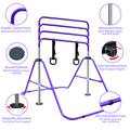 Multi Functional Adjustable Height Children'S Horizontal Gymnastic Bar With Bear Rings Purple Steel