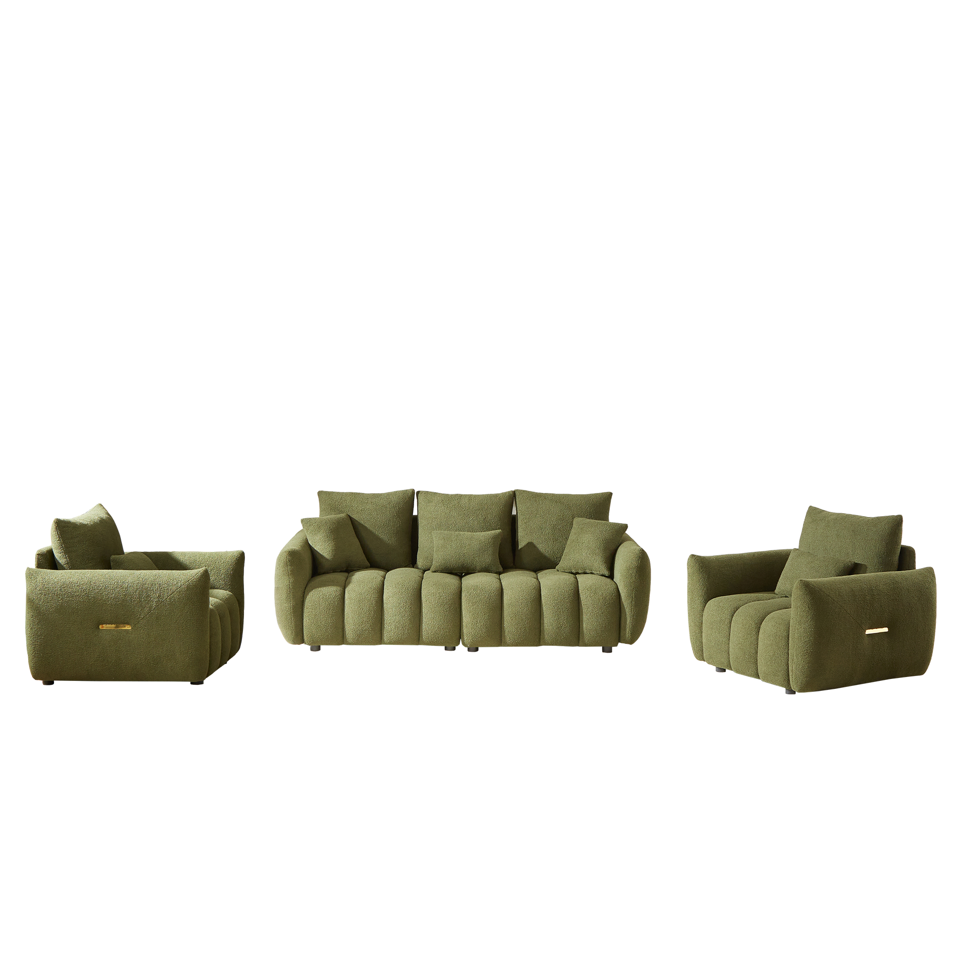 3 Seater 1 Seater 1 Seater, Combo Sofa Modern Living Room Sofa, Teddy Sofa, Wooden Frame, 5 Cushions, Apartment Sofa Furniture Green Wood Primary Living Space Pine Foam Fabric 5 Seat