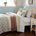 6 Piece Cotton Percale Quilt Set With Throw Pillows Yellow King Cal King King Yellow Polyester