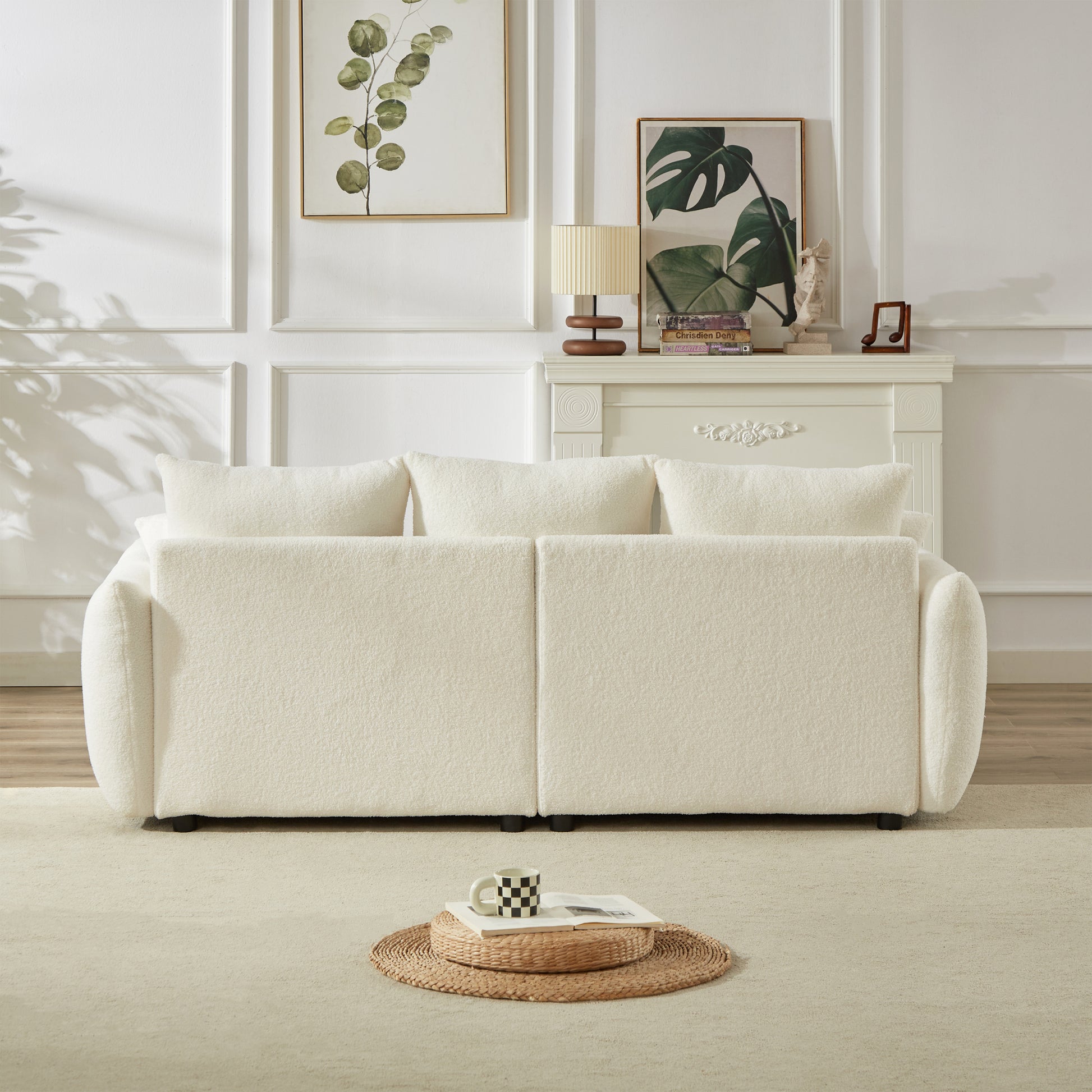 1 Seater 3 Seater 3 Seater, Combo Sofa Modern Living Room Sofa, Teddy Sofa, Wooden Frame, 7 Cushions, Apartment Sofa Furniture Beige Wood Primary Living Space Pine Foam Fabric 7 Seat