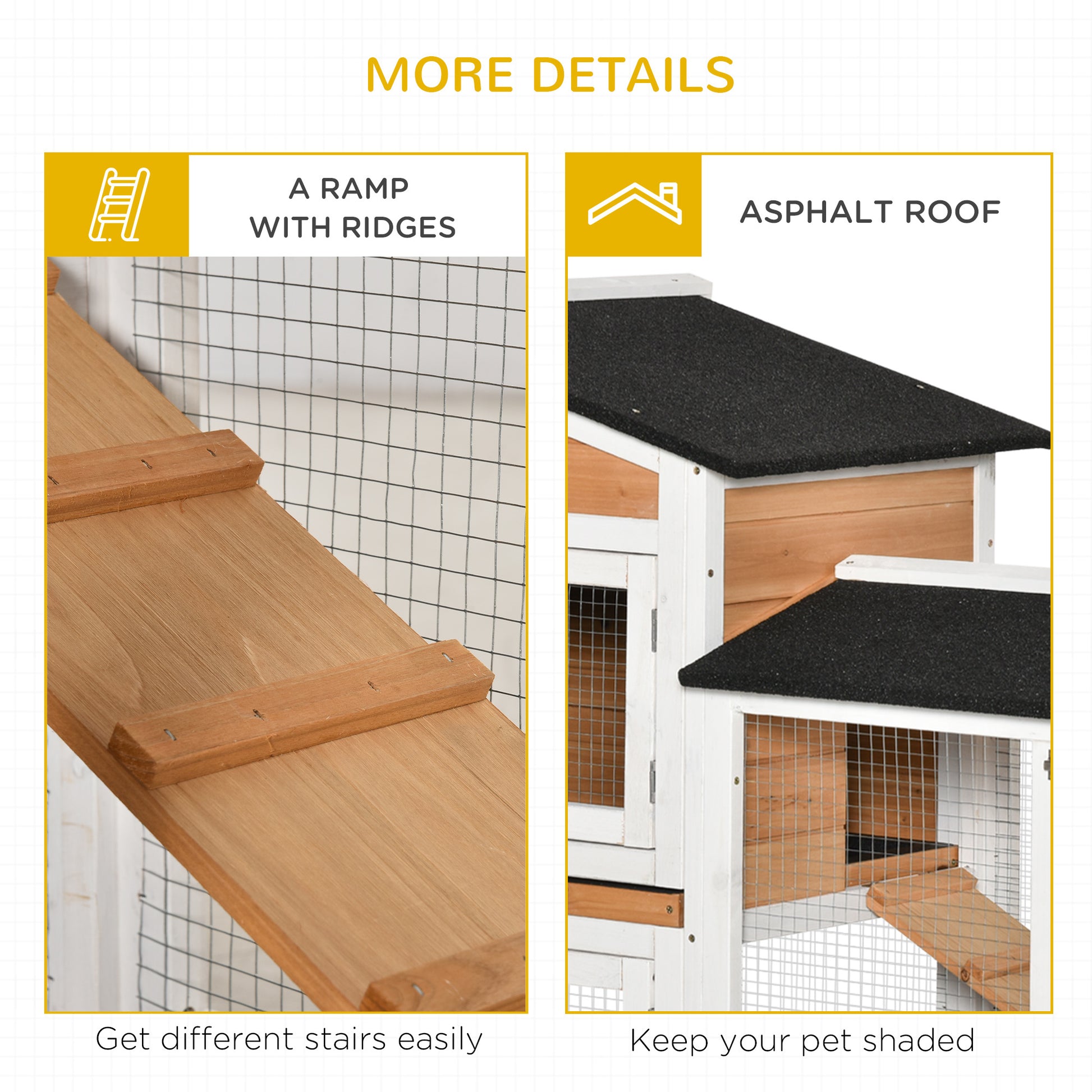 Pawhut 62" Rabbit Hutch, Wooden Bunny Hutch, Guinea Pig Cage, Small Animal Enclosure With Wheels, Run Area, Removable Tray, Asphalt Roof, Lockable Doors And Ramp, Nature Wood Natural Wood Wood