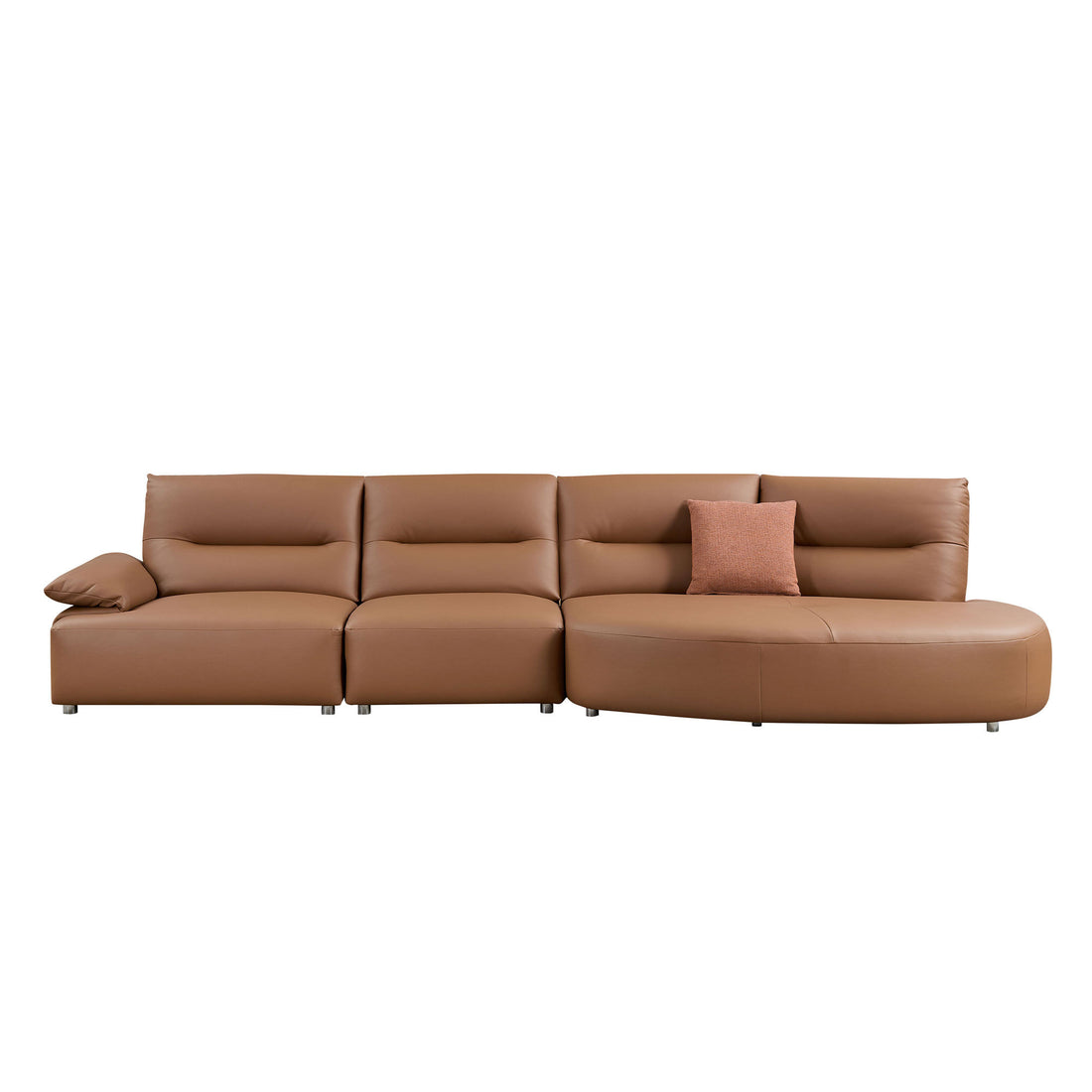 147.24'' Oversied Modern Sectional Curved Shaped Sofa Couch For Living Room,Upholstered 5 Seat Sofa Eco Leather Couch Set,Brown Brown Foam 5 Seat