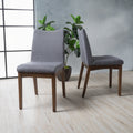 Dining Chair Set Of 2 Dark Grey Fabric