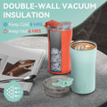 Travel Coffee Mug 12 Oz, Insulated Coffee Cups With Flip Lid, Stainless Steel Coffee Mugs Spill Proof, Double Wall Vacuum Tumblers, Reusable To Go Mug For Hot Ice Coffee Tea Green Mint Green