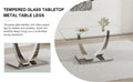 Table And Chair Set. Large Modern Rectangular Table With Glass Top And Silver Metal Legs. Furnished With Soft And Comfortable Pu Chairs With Faux Leather Upholstered Seats And Silver Metal Legs. White Silver Seats 6 Glass Metal