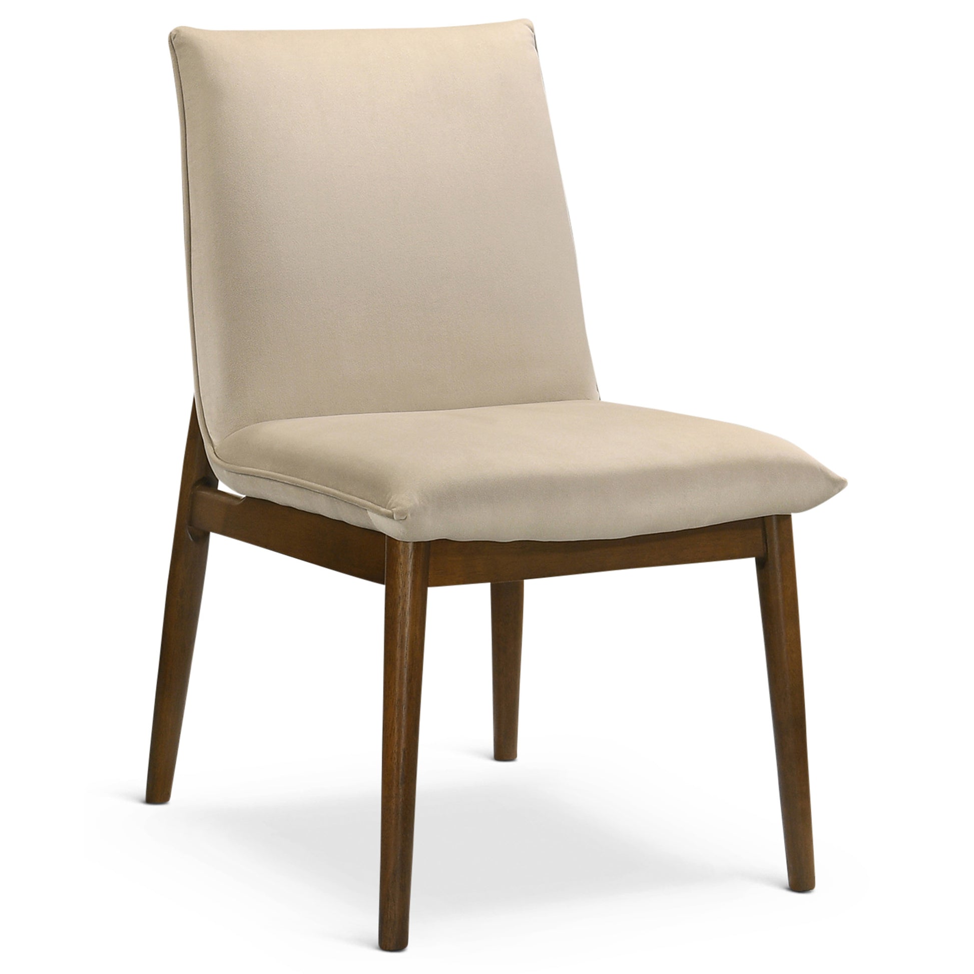 Monza Beige Velvet Dining Chair Set Of 2 Solid Beige,Brown Brown Dining Room Foam Wipe Clean Mid Century Modern Dining Chairs Foam Solid Wood,Velvet