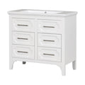 36'' Bathroom Vanity With Resin Sink Combo, Free Standing Single Vanity Set With Four Drawers, Solid Wood Frame Bathroom Storage Cabinet Same As Sw000128Aak White Bathroom Modern Solid Wood Mdf
