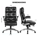 Office Chair Home Desk Chair With Flip Up Armrests, 360 Swivel Wheels, Adjustable Height Black Foam Pu Leather