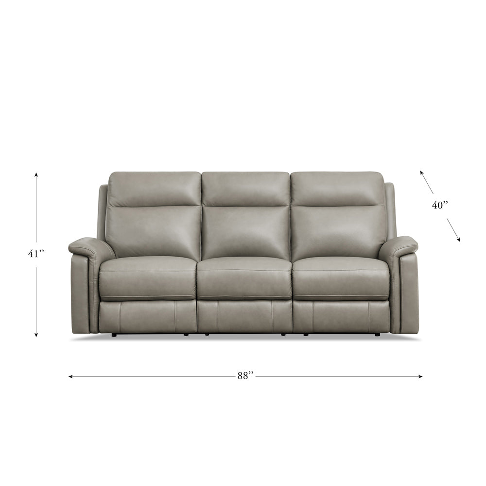 Stanfield Power Headrest Zero Gravity Reclining Sofa Gray Genuine Leather Wood Primary Living Space Medium Firm Tight Back Mid Century Modern Eucalyptus Pillow Top Arms Memory Foam Leather 3 Seat