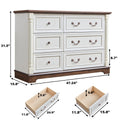 Farmhouse Style 6 Drawer Dresser Chest With Base Wooden Rustic Chest Of Drawers, Storage Dresser Organizer For Bedroom, Living Room, Beautiful Sturdy And Durable Walnut Mdf