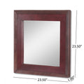 Wall Mirror Straight Line Design Tc Leather Brown Mdf