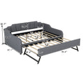 Full Size Upholstery Daybed With Trundle And Usb Charging Design,Trundle Can Be Flat Or Erected,Gray Full Gray Pine